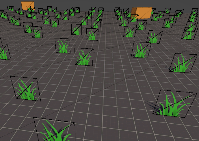 grass instances at the center of each ground triangle