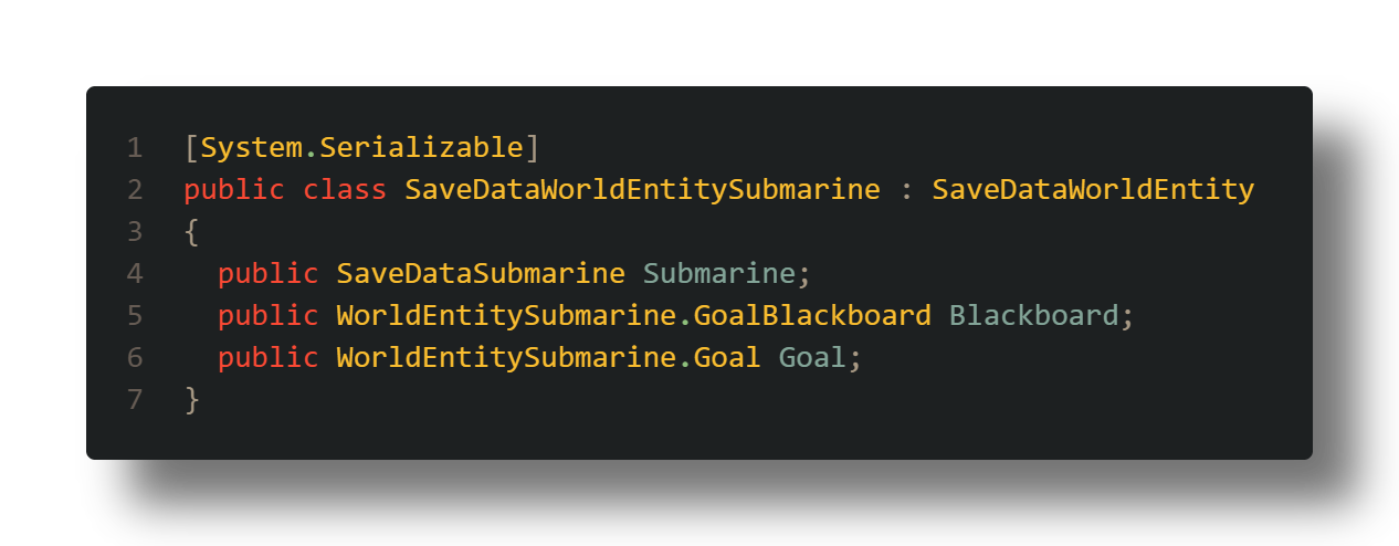 code for the submarine entity save data