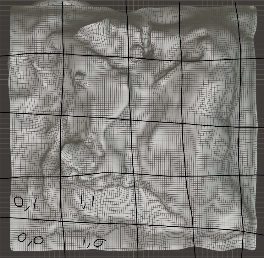 a diagram demonstrating how terrain might get split into a multiple tiles
