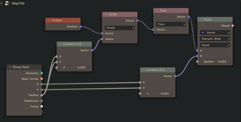 screenshot of the node math to calculate if a position lies inside a tile