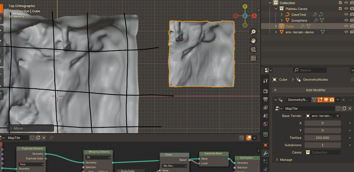 screenshot of the resulting mesh tile in blender