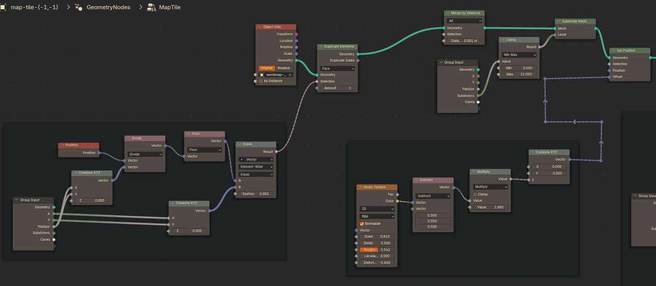 geo node setup for MapTiles with added noise