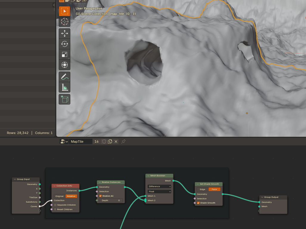 the node setup for doing boolean operations using a collection as the source