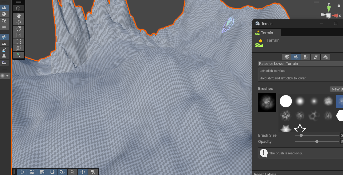 screenshot of unity terrain editor